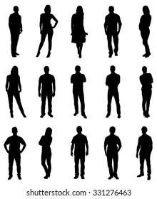 Set Of Trendy People Silhouettes. Vector Image