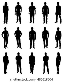 Set Of Trendy People Silhouettes. Vector Image