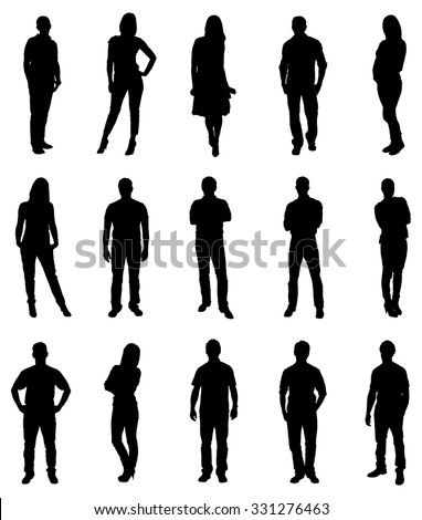 Set Of Trendy People Silhouettes. Vector Image