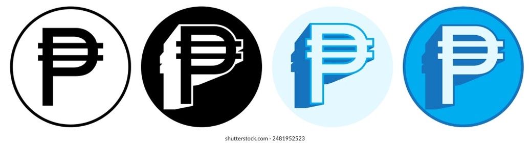 Set trendy Peso Symbol icon currency pictogram vector illustration