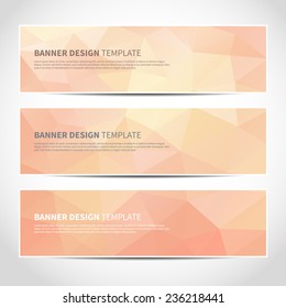 Set of trendy pink vector banners template or website headers with abstract geometric background. Vector design illustration EPS10