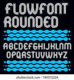 Set of trendy pop vector uppercase English alphabet letters isolated. Rounded bold type font, script from a to z can be used in retro poster design. Created using waves, flowing lines.