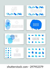 Set of Trendy Posters with hand drawn Background. Modern Hipster Style for Invitation, Business Contemporary Design. Hand Drawn Elements for Placards, Flyer.