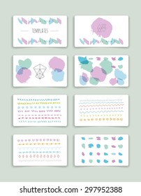 Set of Trendy Posters with hand drawn Background. Modern Hipster Style for Invitation, Business Contemporary Design. Hand Drawn Elements for Placards, Flyer.