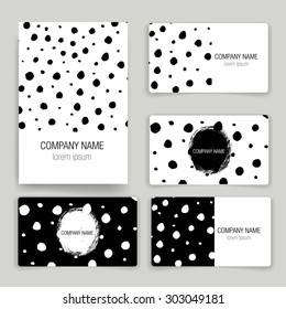 Set of Trendy Posters with hand drawn Background. Modern Hipster Style for Invitation, Business Contemporary Design. Hand Drawn Elements for Placards, Flyer. Business card.