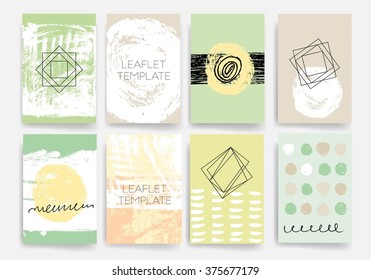 Set of Trendy Posters with hand drawn Background. Modern Hipster Style for Invitation, Business Contemporary Design. Hand Drawn Elements for Placards, Flyer