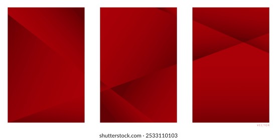 Set of Trendy Red Geometric Gradient Frames Background Illustration