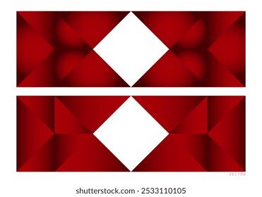 Set of Trendy Red Geometric Gradient Frames Background Illustration