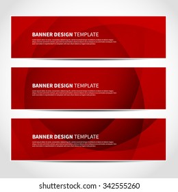 Set of trendy red vector banners template or website headers with abstract geometric background. Vector design illustration EPS10