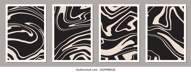 Set of trendy retro 1970s style abstract posters