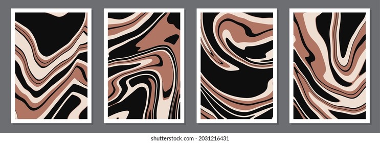 Set of trendy retro 1970s style abstract posters