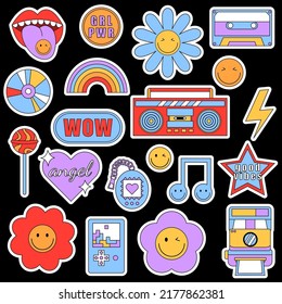 Vector Set of Colorful Fun Patches,stickers,geometric Shapes in