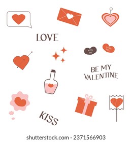 Set with trendy retro y2k style. Vector illustration