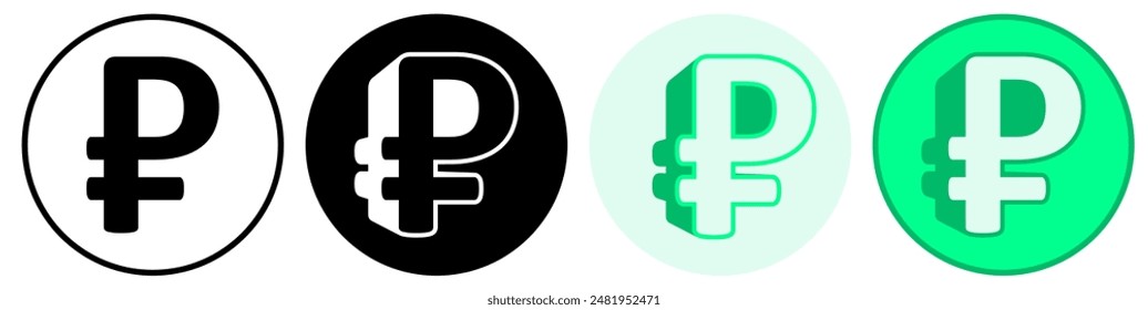 Set trendy Rouble Symbol icon. Russian currency pictogram vector illustration Russian