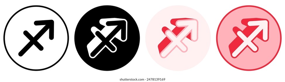 set trendy Sagittarius zodiac symbol. Astrology horoscope sign pictogram design vector illustration