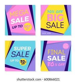 Set of trendy sale banners promotion template background