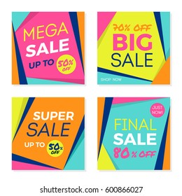 Set of trendy sale banners promotion template background