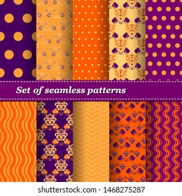 Set of Trendy Seamless Floral Pattern. Flower ornament.Vector illustration. EPS10
