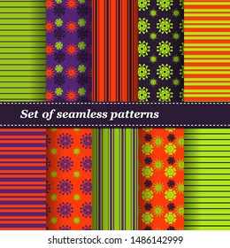 Set of Trendy Seamless Floral Pattern. Vector illustration. EPS10