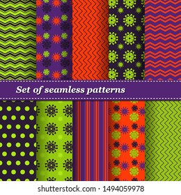 Set of Trendy Seamless Floral Pattern. Vector illustration. EPS10