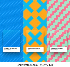 Set of Trendy Seamless simple Geometric color Pattern backgrounds
