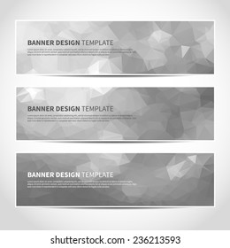Set of trendy silver vector banners template or website headers with abstract geometric background. Vector design illustration EPS10