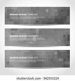 Set of trendy silver vector banners template or website headers with abstract geometric background. Vector design illustration EPS10