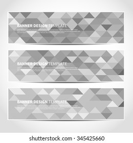 Set of trendy silver vector banners template or website headers with abstract mesh background. Vector design illustration EPS10