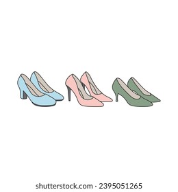 Conjunto de Stiletto de moda para el vector de ilustración de icono de zapatos de trabajo de Office
