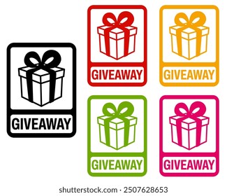 Set trendy Stylish giveaway icon labels. Mystery box gift prize sign sticker icon design vector illustration