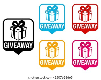 Set trendy Stylish giveaway icon labels. Mystery box gift prize sign sticker icon design vector illustration