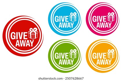 Set trendy Stylish giveaway icon labels. Mystery box gift prize sign sticker icon design vector illustration