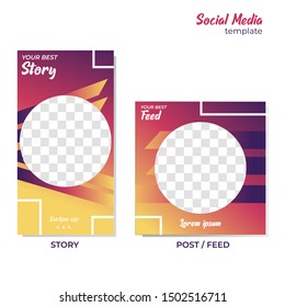 Set of trendy template for social media stories and posts. Mockup for advertising. Design backgrounds for social media. Easy to use and customize