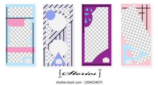 Set of trendy templates for Instagram stories. Vector background for social networks. Abstract minimal design.
