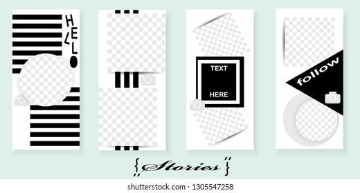 Set of trendy templates for Instagram stories. Vector background for social networks. Abstract minimal design.