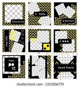 Set of trendy templates for Instagram stories. Vector background for social networks. Abstract minimal design. Hand drawn card.