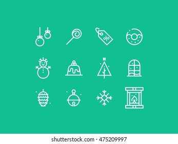 Set of trendy thick line pixel perfect icons of New Year and holidays. Premium quality icon collection for web design, mobile app, graphic design
