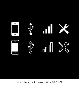 Set of trendy thin modern gadget icons in select and deselect 