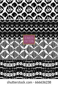 Set trendy tribal seamless pattern. African repeat ornament. Vector illustration eps 10.