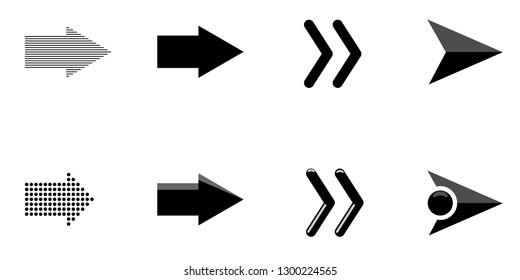 Set of trendy and unique black arrows.Vector illustration.