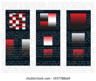 Set of trendy vector templates with mosaic tiles and place for your text