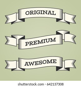 Set of trendy vector vintage retro styled ribbons, banners, labels.