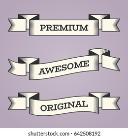 Set of trendy vector vintage retro styled ribbons, banners, labels