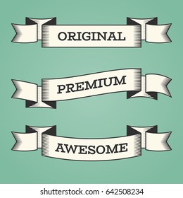 Set of trendy vector vintage retro styled ribbons, banners, labels