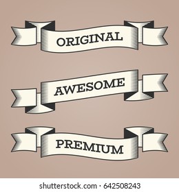 Set of trendy vector vintage retro styled ribbons, banners, labels