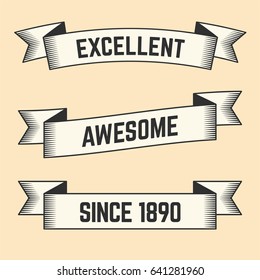 Set of trendy vector vintage ribbons, banners