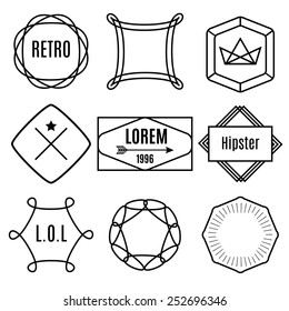 Set of trendy vintage hipster elements, labels, badges, isolated vector objects