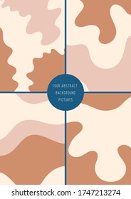 Set of trendy warm colored abstract background pictures. Curvy pastel shapes collection, templates for flier, cover, promotion, advertisement. Tender pink, cappuccino, beige. EPS10, editable. 
