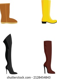 set of trendy women's boots on a white background. Vector graphics eps 10