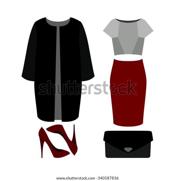 Set Trendy Womens Clothes Outfit Woman Stock Vector Royalty Free